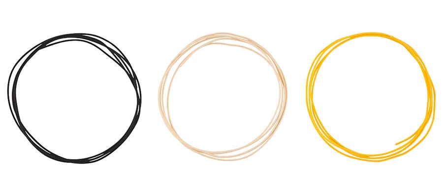 Fender cloth wire, 22 awg, black, white, yellow, 5'