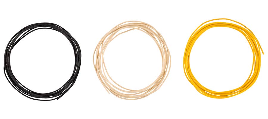 Fender cloth wire, 22 awg, black, white, yellow, 10'