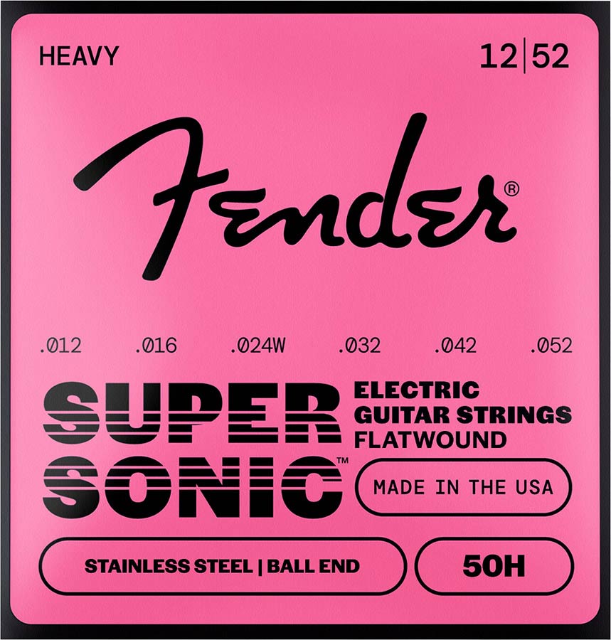 Fender string set electric, stainless flatwound, ball end, 12-52