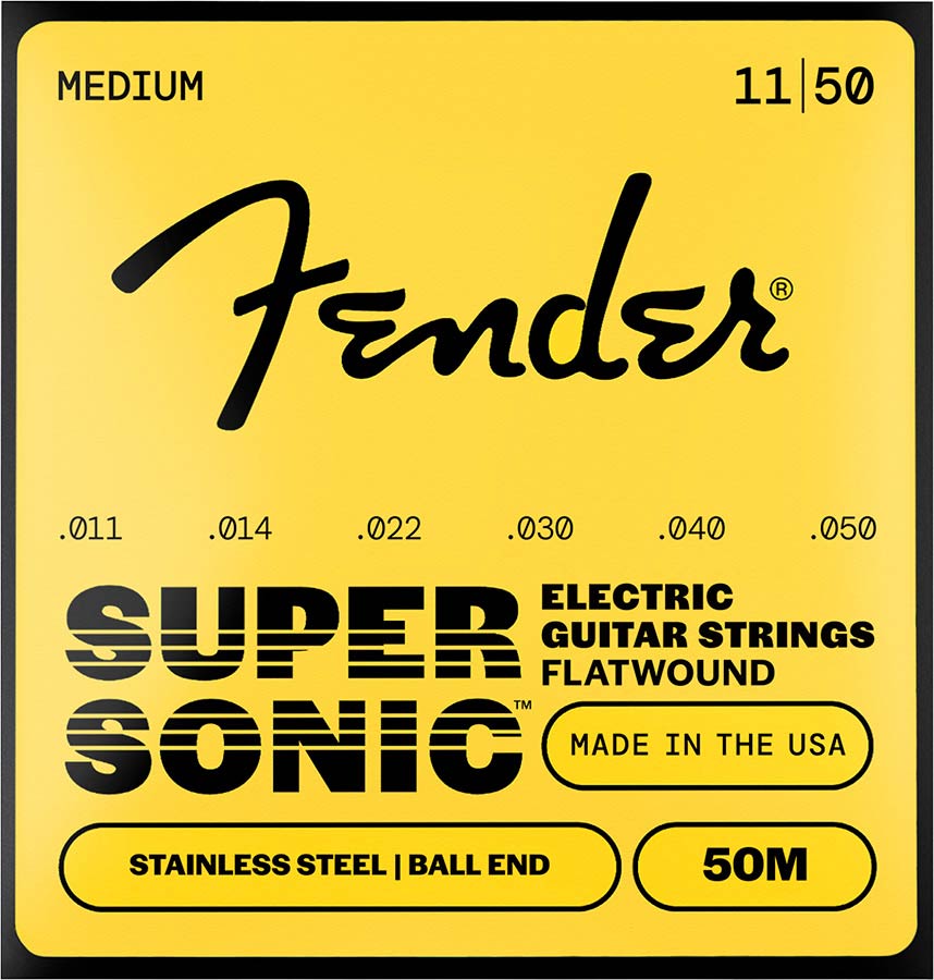 Fender string set electric, stainless flatwound, ball end, 11-50