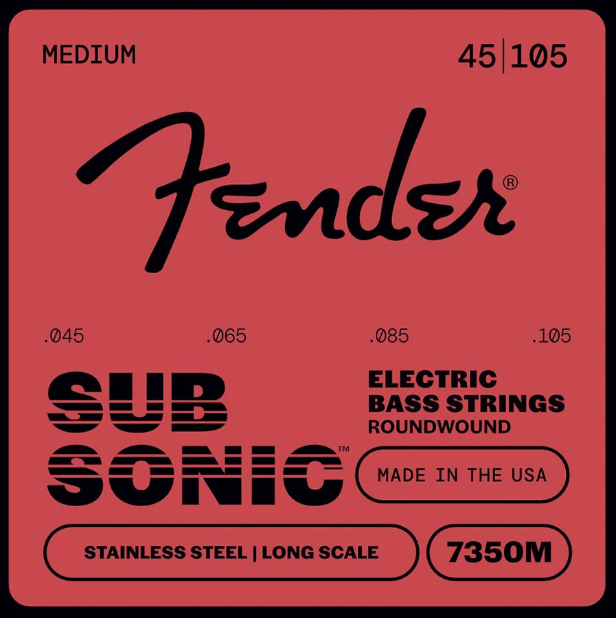 Fender string set electric bass, stainless steel roundwound, long scale, 45-105