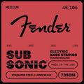 Fender string set electric bass, stainless steel roundwound, long scale, 45-105
