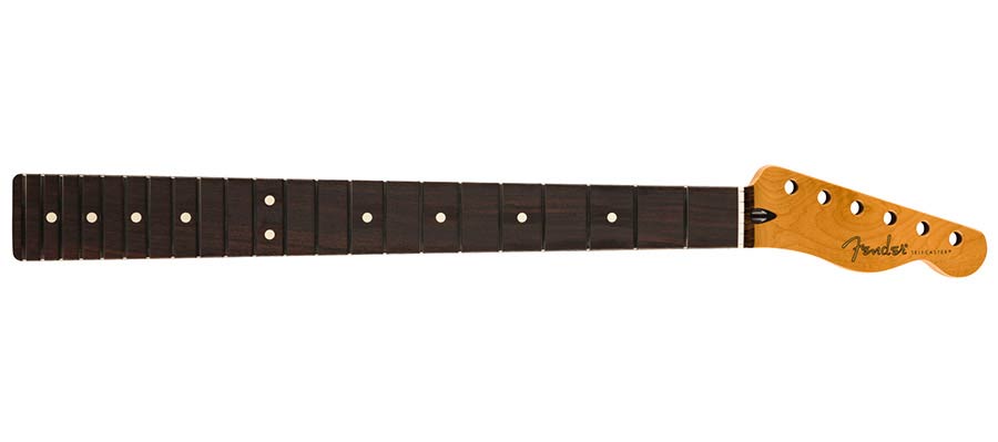 Fender satin roasted maple fat Telecaster neck, 22 medium jumbo frets, 9.5'' radius, rosewood, u shape