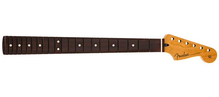 Fender satin roasted maple fat Stratocaster neck, 22 medium jumbo frets, 9.5'' radius, rosewood, u shape