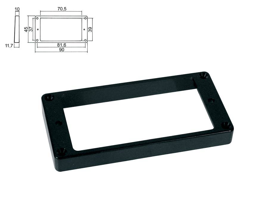 Boston HPF-02-TBK Pickup ring, humbucker, flat, black, plastic, height: 10,0-11,7mm, high