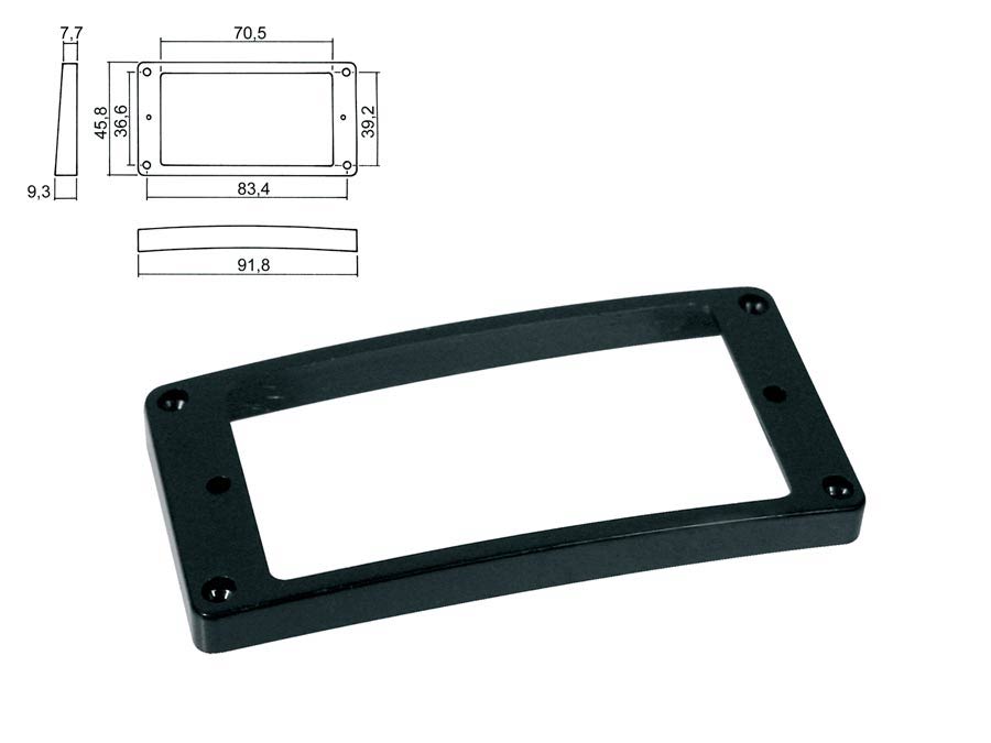 Boston HPR-08-TBK Pickup ring, humbucker, plastic, black, height: 7,7x 9,3mm, high, slanted