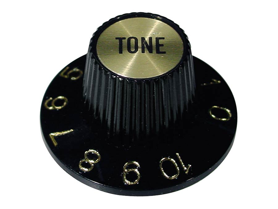 Boston KG-260-T Witch hat knob, with gold cap, black, tone