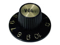 Boston KG-260-V Witch hat knob, with gold cap, black, volume
