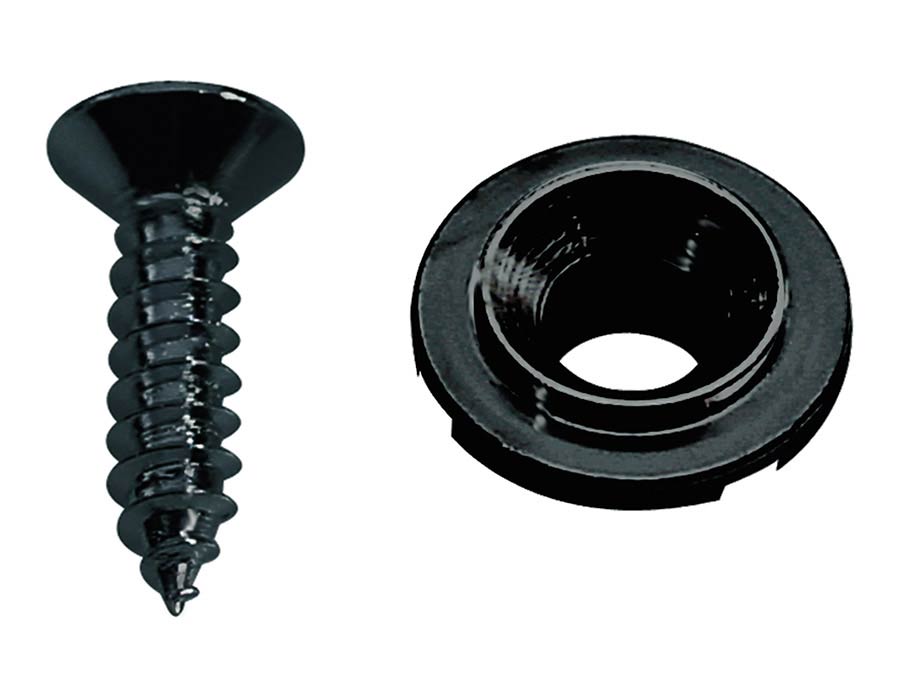 Boston SH-4-B Snaargeleider, knoop model, zwart, inclusief schroef, diameter 10mm, hoogte 5mm