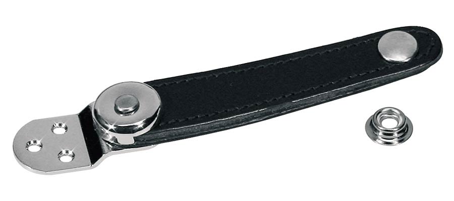 Boston BLS-3FB85 Balgsluitriempje, 8,5 cm.,leder, per paar, vaste maat, met scharnierplaatje
