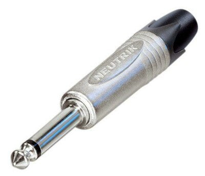 jack plug, 6,3 mm, 2-polig, nikkelen contacten
