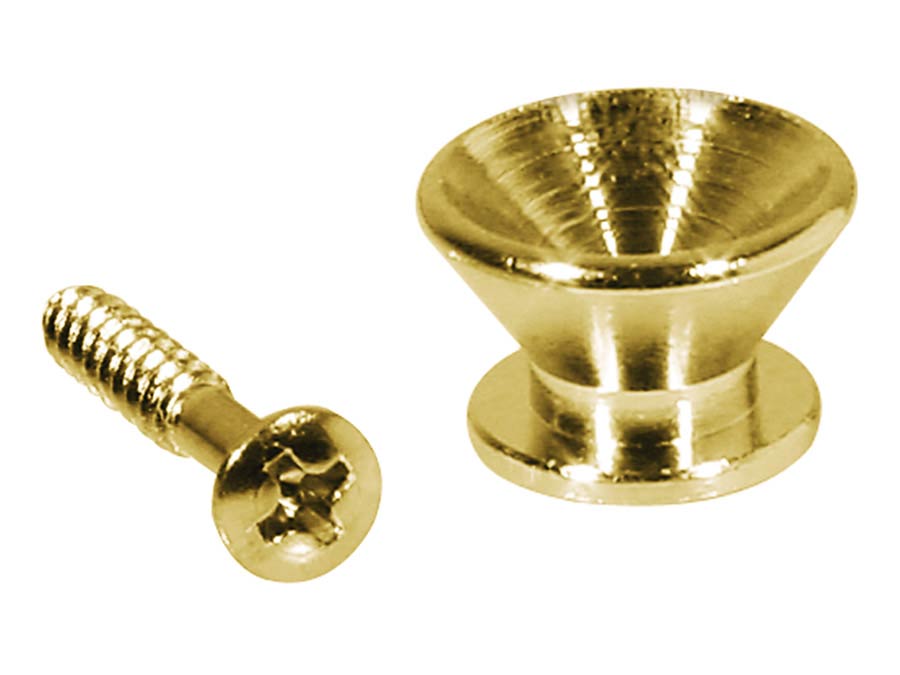 Boston EP-F-G Strap buttons, metaal, goud, met schroef, v-model, diameter 14mm, 2-pack