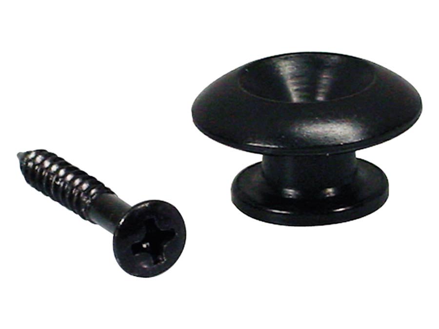 Boston EP-HN-B Strap buttons, metaal, zwart, met schroef, rond model, diameter 17mm, 2-pack
