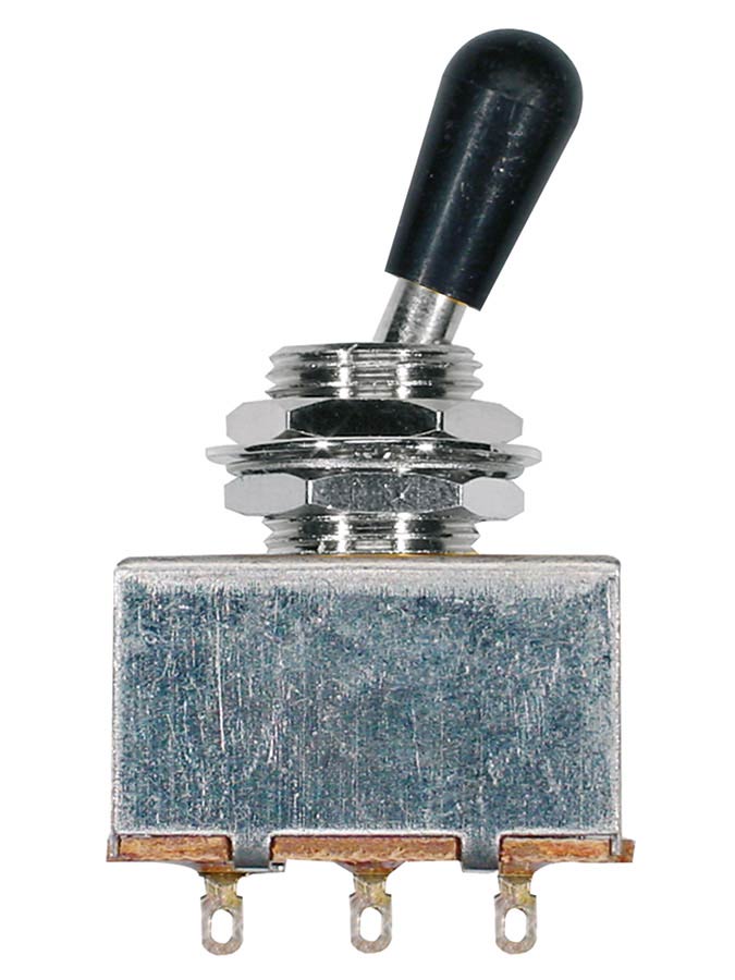 Boston SW-5-CB Toggle switch 3-way, block shape, black knob, nickel