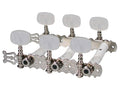 Boston 129-P Stemmechanieken voor klassieke gitaar, nylon as, 3x links+3x rechts, 70mm, nikkel, parelmoer knoppe