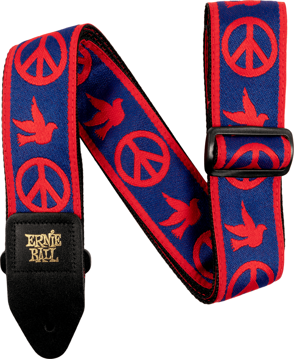 Ernie Ball Jacquard Gitaarriem Rood, Blauw