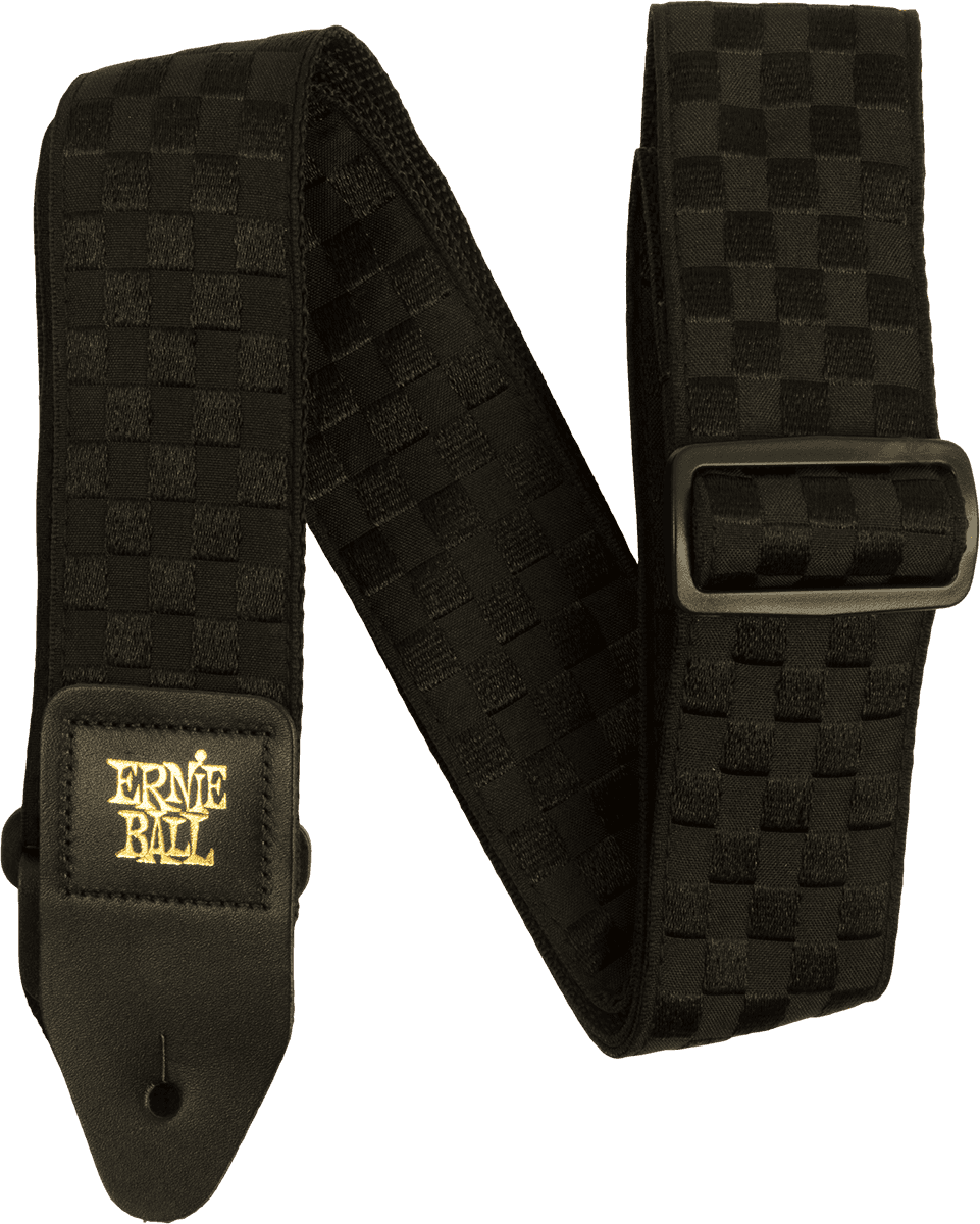 Ernie Ball Jacquard Gitaarriem Zwart – Black Checkers