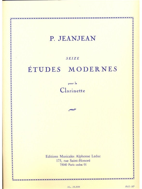 Paul Jeanjean: 16 Modern Studies for Clarinet