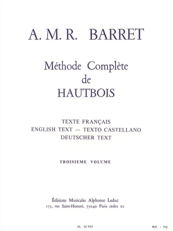 Appollon Marie Rose Barret: Méthode Complète de Hautbois
