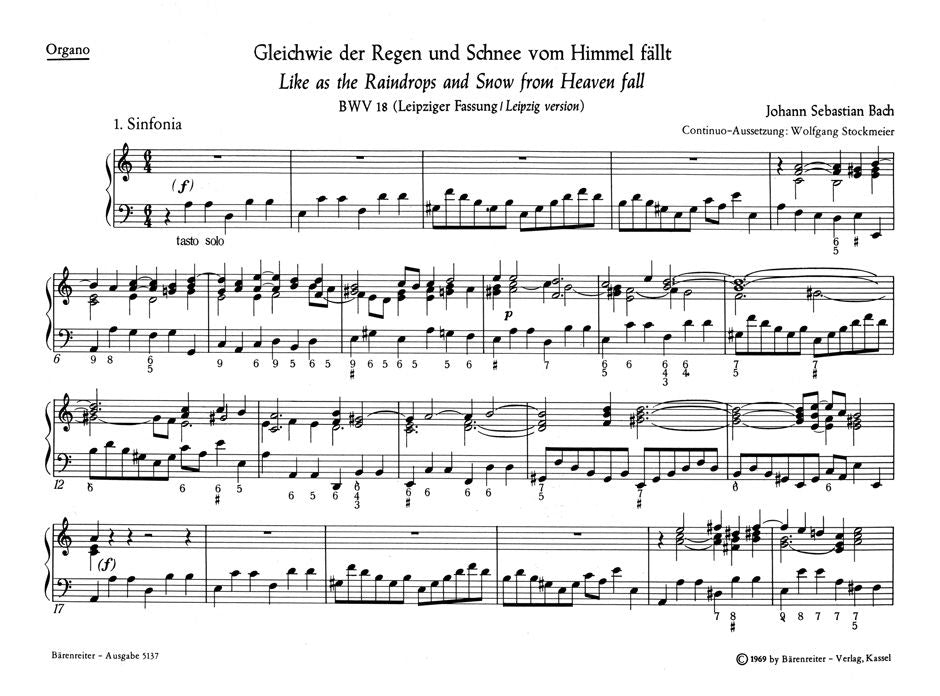 Bach: Kantate BWV 18  Gleichwie der Regen und Schnee vom Himmel fällt (Orgel)