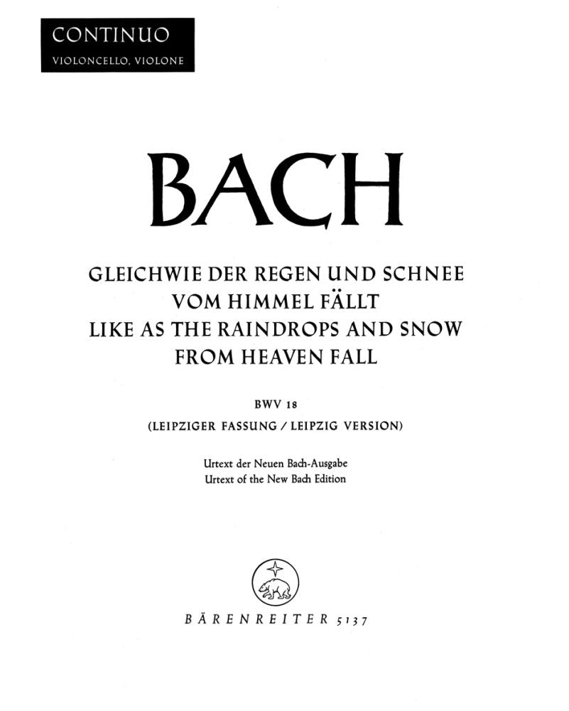 Bach: Kantate BWV 18  Gleichwie der Regen und Schnee vom Himmel fällt (Cello (Kontrabas)