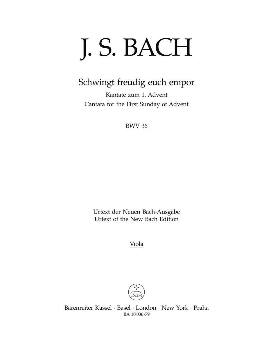 Bach: Kantate BWV 36  Schwingt freudig euch empor (Altviool) afbeelding 2