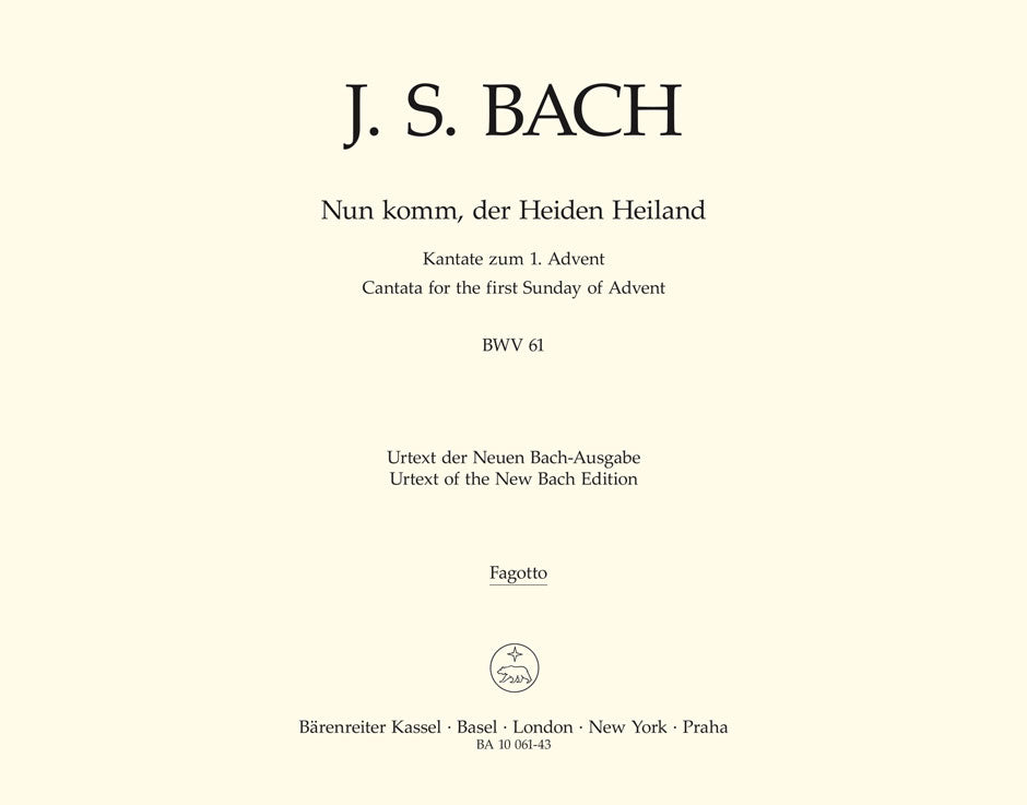 Bach: Kantate BWV 61  Nun komm, der Heiden Heiland (Fagot) afbeelding 2