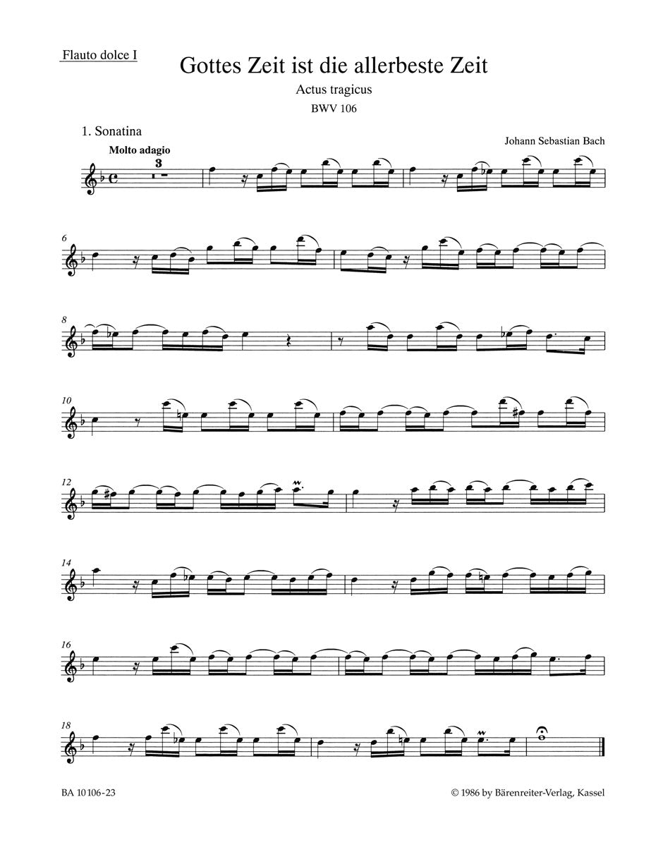 Bach: Kantate BWV 106  Gottes Zeit ist die allerbeste Zeit  (Altblokfluit 1) afbeelding 2