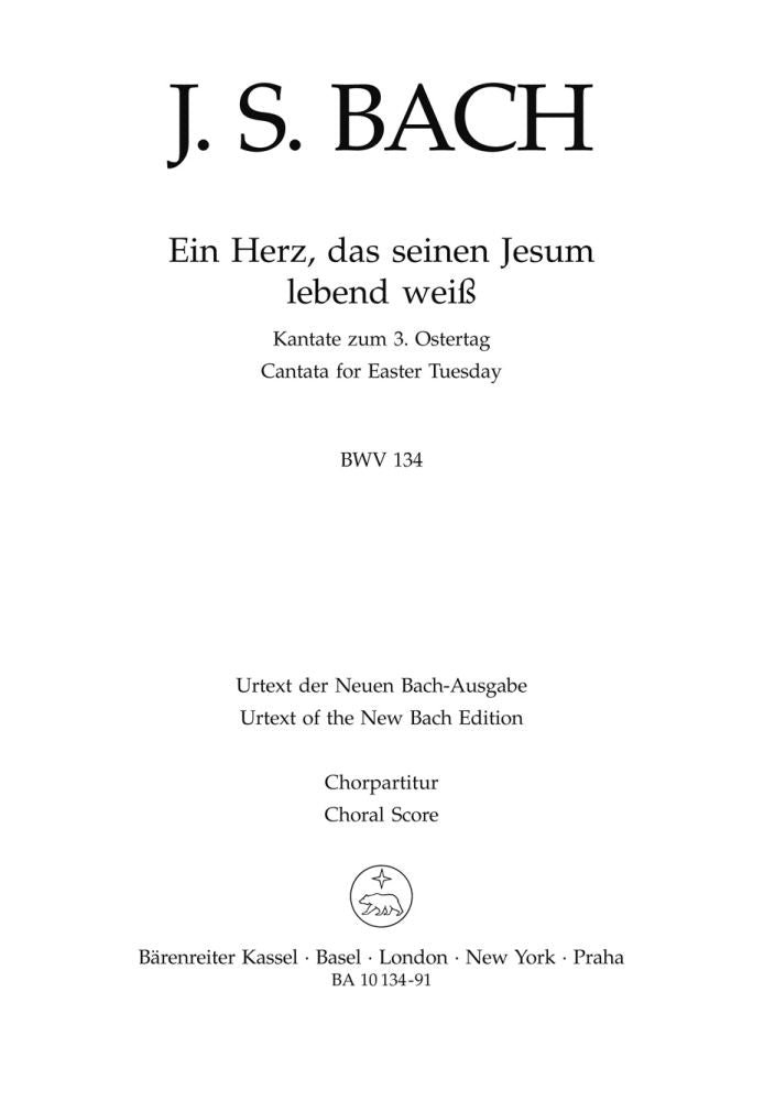Bach: Kantate BWV 134  Ein Herz, das seinem Jesum lebend weiss  (SATB) afbeelding 2