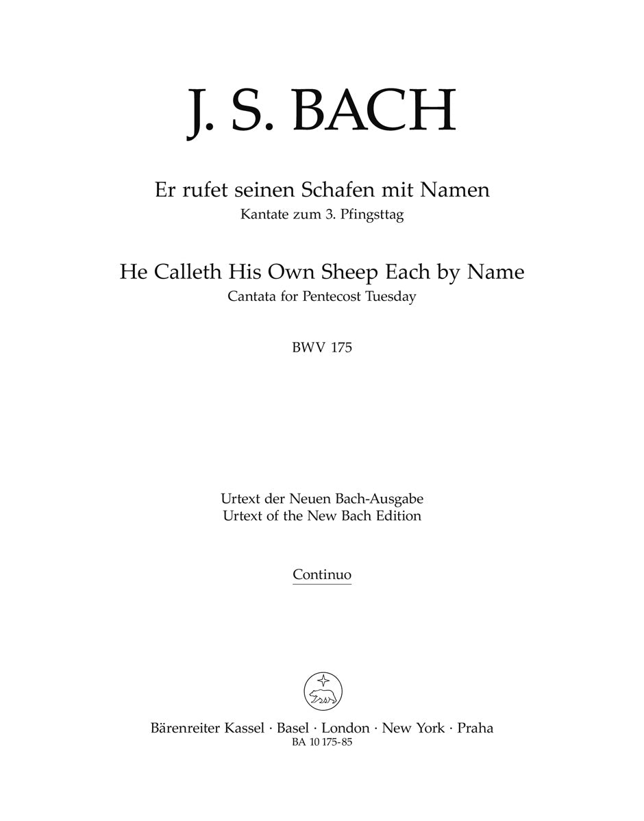 Bach: Kantate BWV 175  Er rufet seinen Schafen mit Namen  (Cello/Kontrabas/Basso-Continuo) afbeelding 2