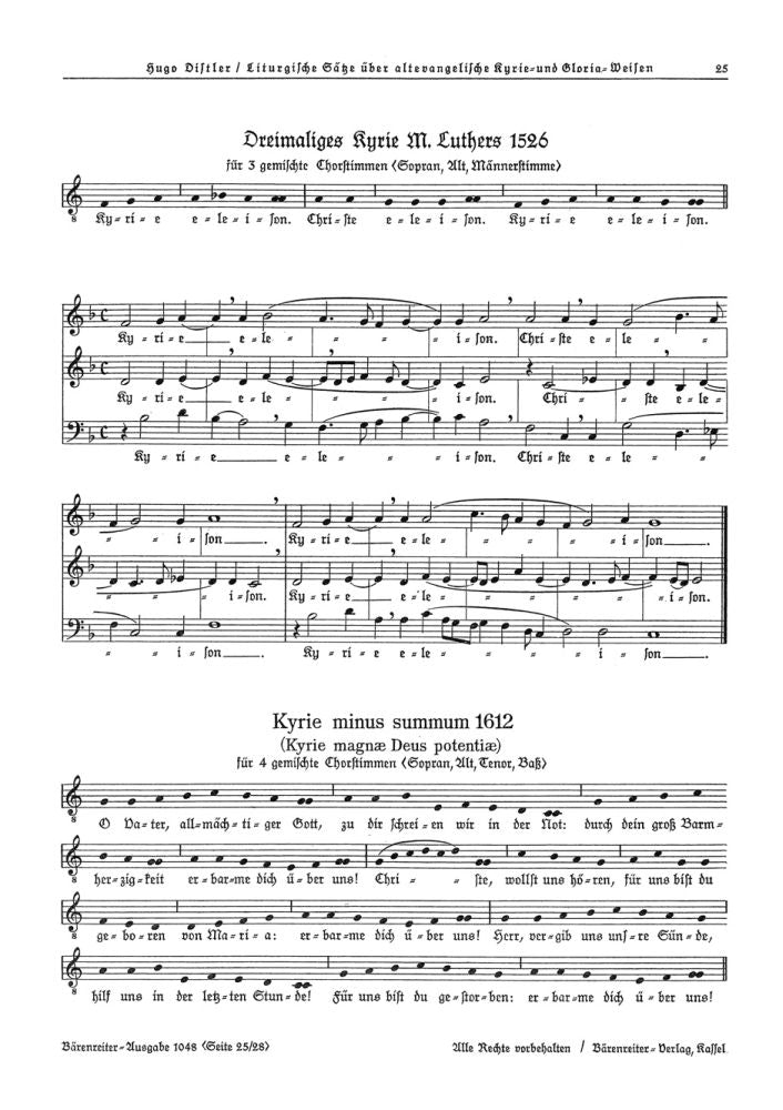Dreimaliges Kyrie Martin Luthers 1526 (SAB) / Kyrie minus summum 1612 (SATB)