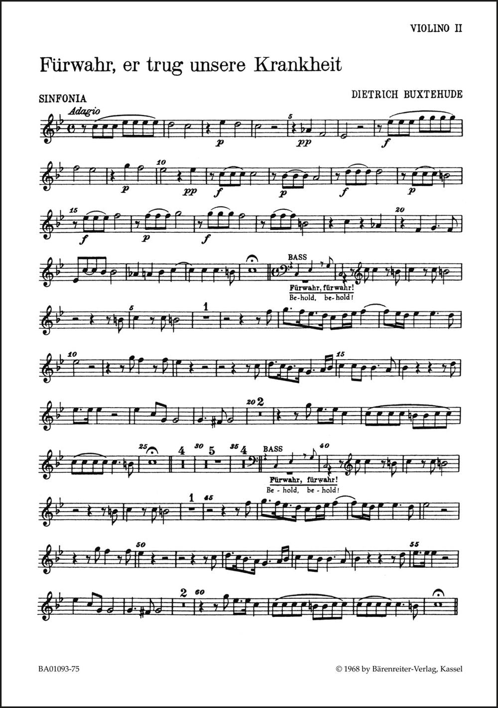 Buxtehude: Fuerwahr, er trug unsere Krankheit BuxWV 31 (Viool 2)