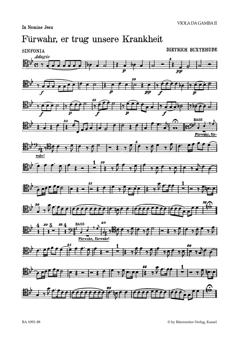 Buxtehude: Fuerwahr, er trug unsere Krankheit BuxWV 31 (Altviool da gamba 2)
