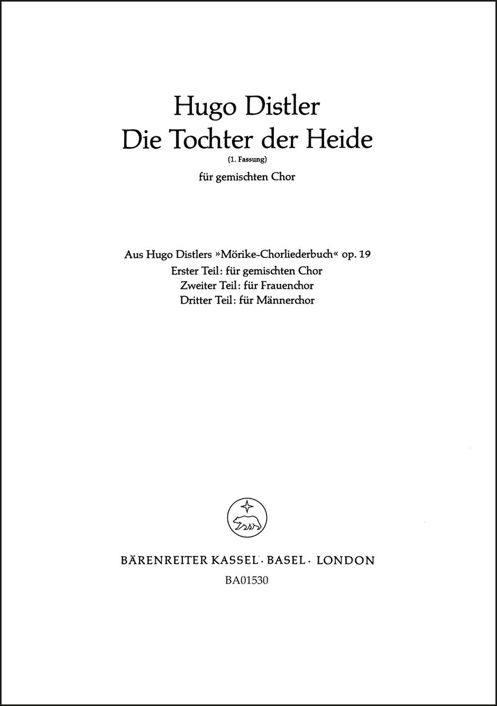 Die Tochter der Heide (Wasch dich, mein Schwesterchen), 1. Fassung