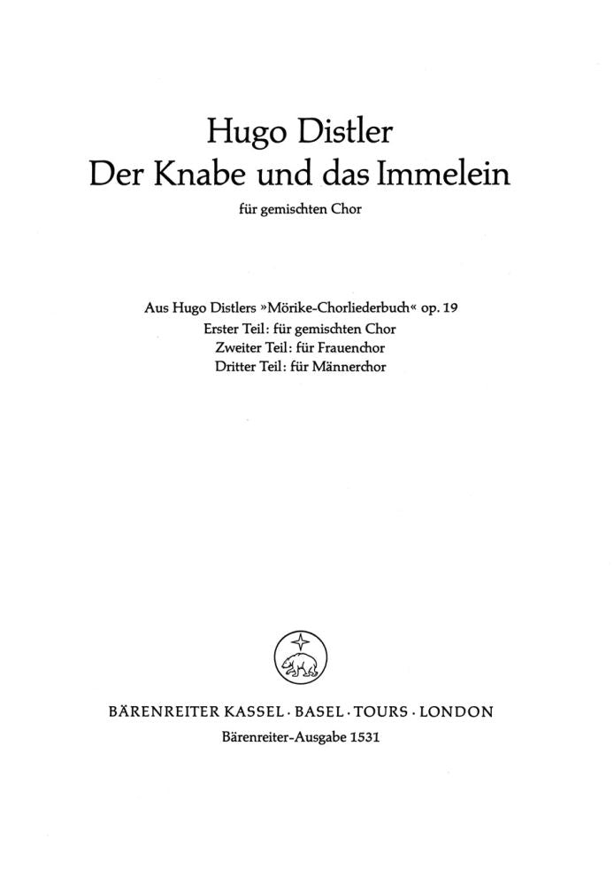Der Knabe und das Immelein (Im Weinberg auf der Höhe)