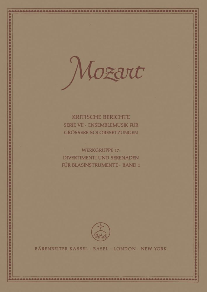 Divertimenti und Serenaden fuer Blasinstrumente. Band 1.
