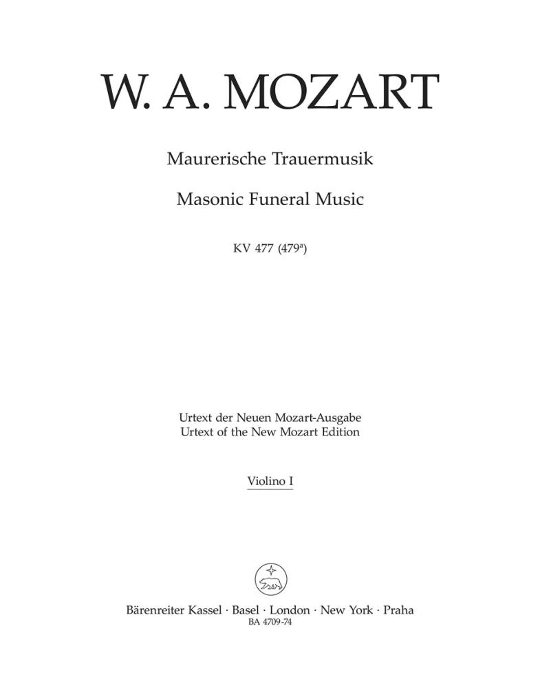 Mozart: Masonic Funeral Music K. 477 (479a) (Viool 1)