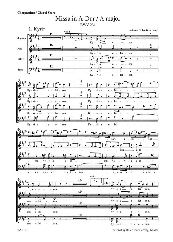 Bach: Mass in A major BWV 234 Lutheran Mass 2 (Koorpartituur)