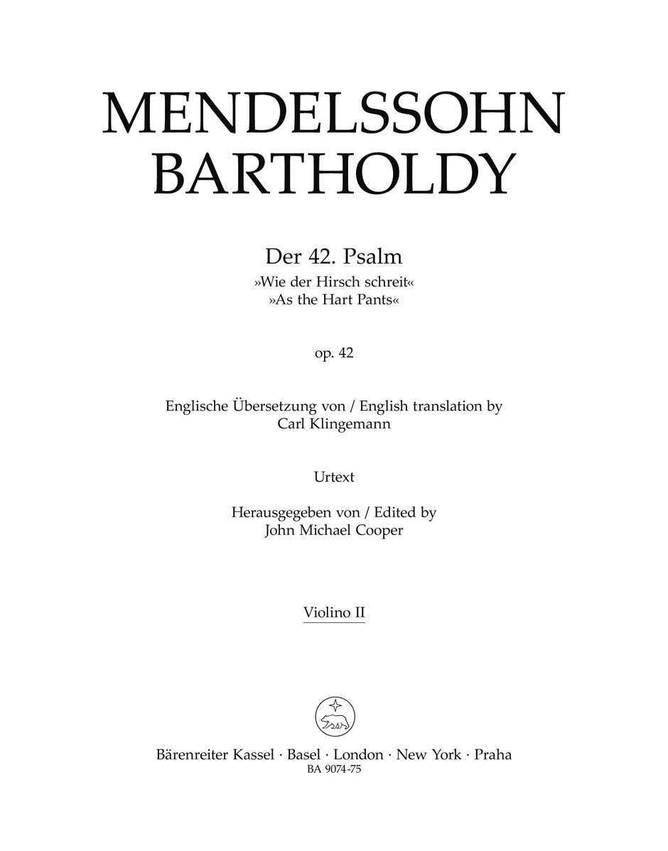 Mendelssohn: Der 42. Psalm Wie der Hirsch schreit (Viool 2)