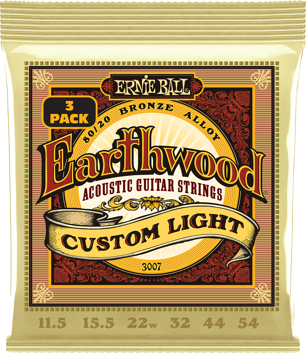Ernie Ball Earthwood 80/20 Bronze Akoestische Gitaarsnaren Custom Light 11.5-54 3-pack