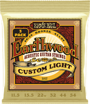Ernie Ball Earthwood 80/20 Bronze Akoestische Gitaarsnaren Custom Light 11.5-54 3-pack