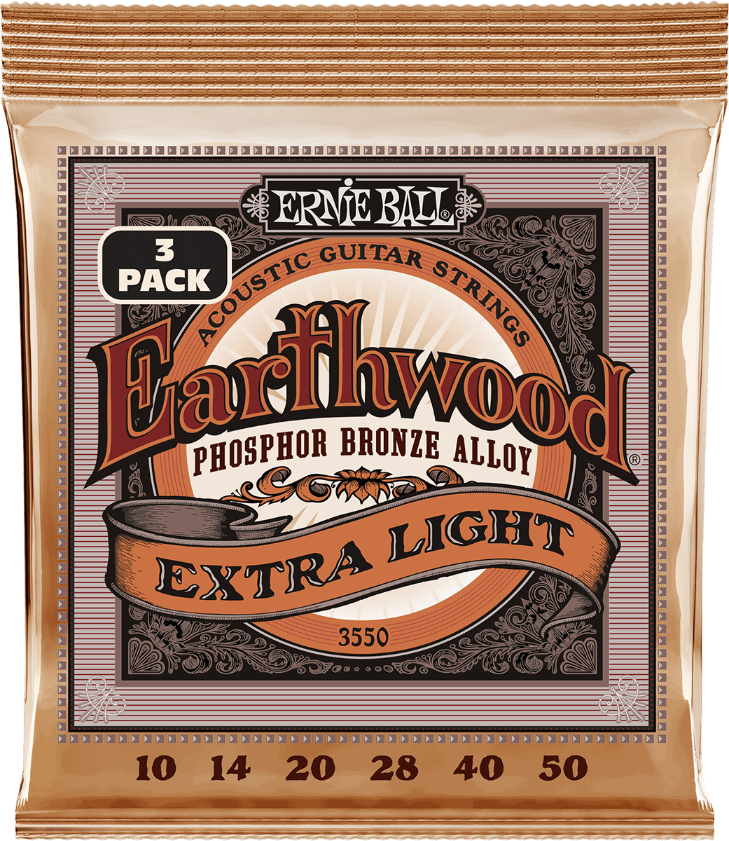 Ernie Ball Earthwood Phosphor Akoestische Gitaarsnaren Extra Light 10-50 3-pack