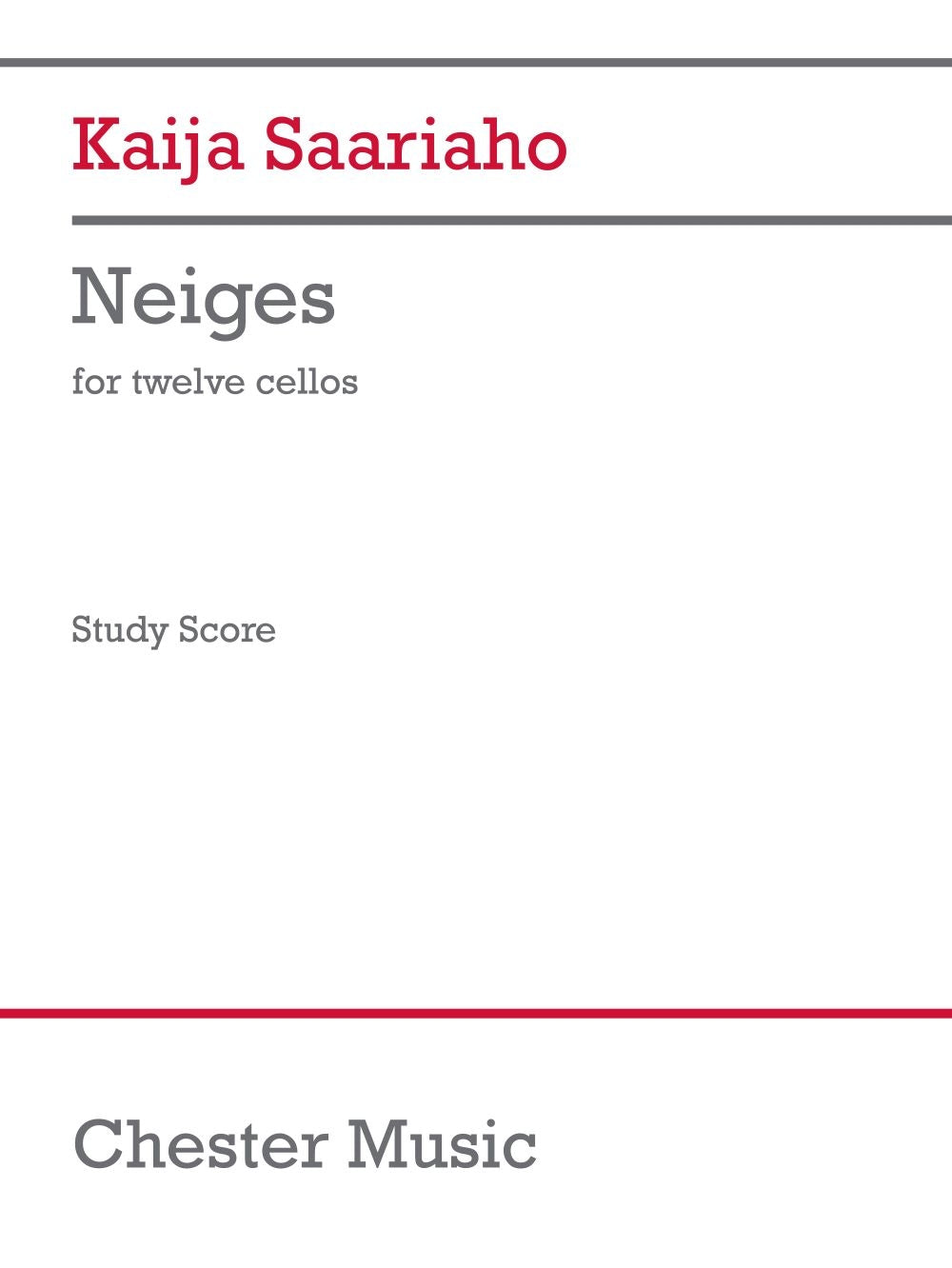 Saariaho: Neiges (version for twelve cellists) (Cello Ensemble)