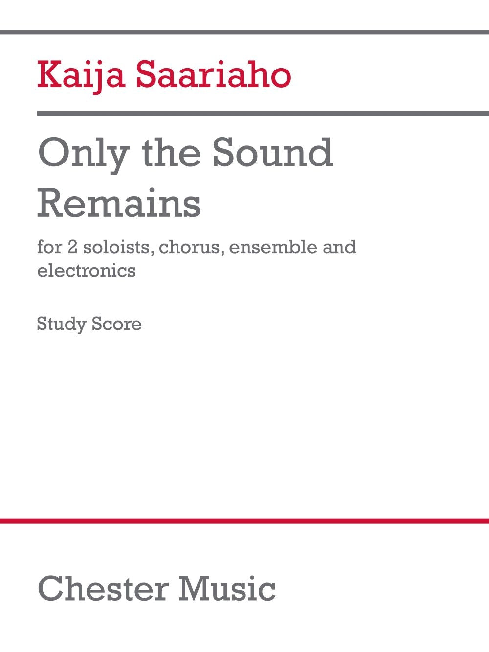 Saariaho: Only The Sound Remains (Study Score) (Opera)