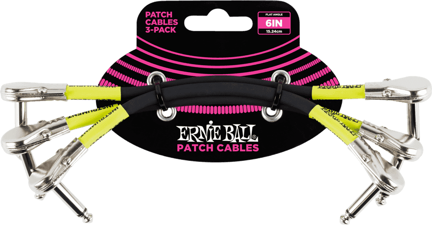 Ernie Ball Patch Patchkabel Haaks 15 cm 3-pack – Pack de 3 - haaks fijn - 15cm zwart