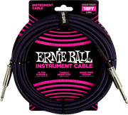 Ernie Ball Geweven Sleeve Instrumentkabel 6.35mm jack - 6.35mm jack 5.5 m Paars, Zwart