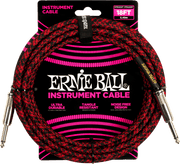 Ernie Ball Geweven Sleeve Instrumentkabel 6.35mm jack - 6.35mm jack 5.5 m Rood, Zwart