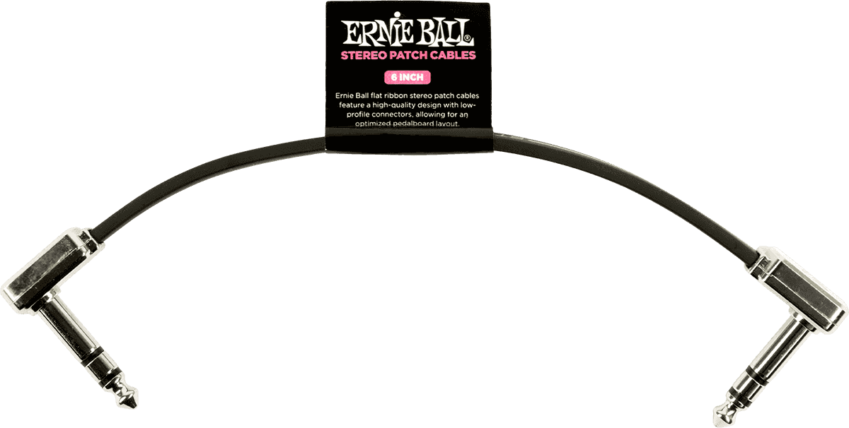 Ernie Ball Patch Patchkabel Haaks 15 cm – TRS - haaks & plat - 15 cm zwart