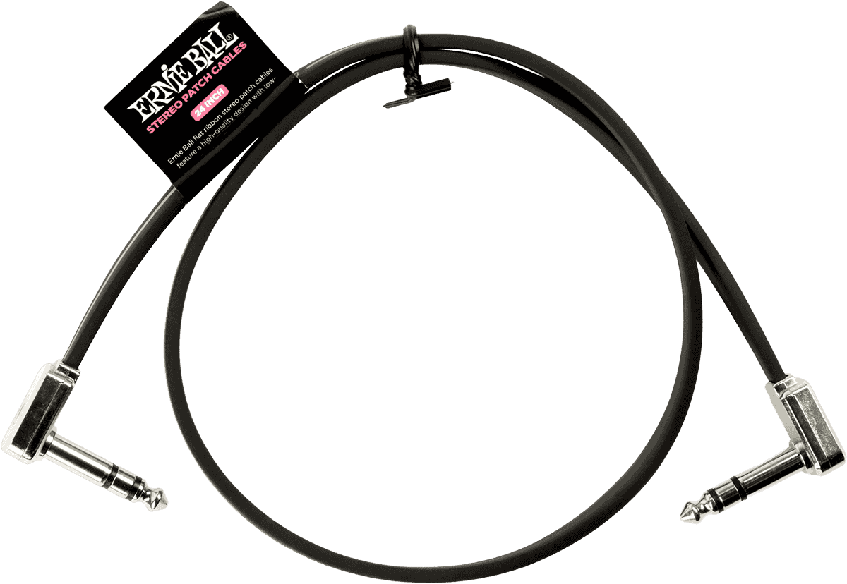 Ernie Ball Patch Patchkabel Haaks 60 cm – TRS - haaks & plat - 60 cm zwart