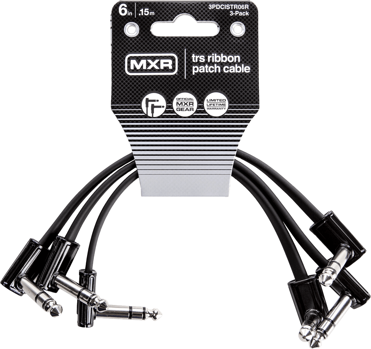 MXR 3PDCISTR06R Slim Jack TRS patch cable 15cm, pack of 3